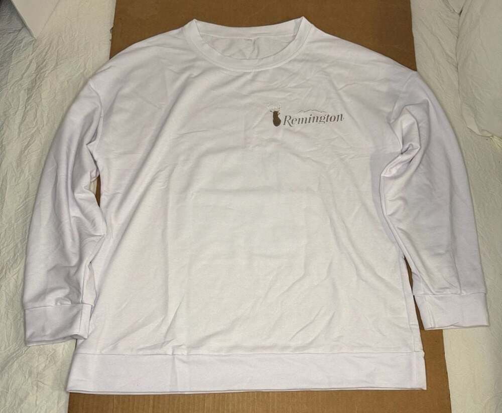 Remington Long Sleeve White Graphic Shirt with Deer Buck Logo Size L